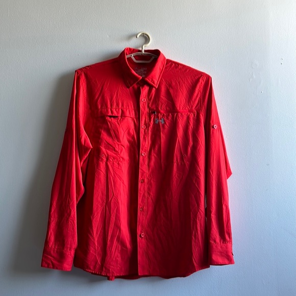 Red Under Armour Button Down Shirt XL - Picture 6 of 7
